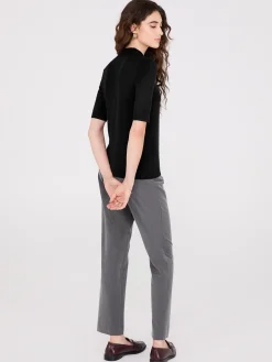Mock Neck Elbow Sleeve Top