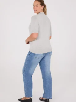 Mock Neck Elbow Sleeve Top