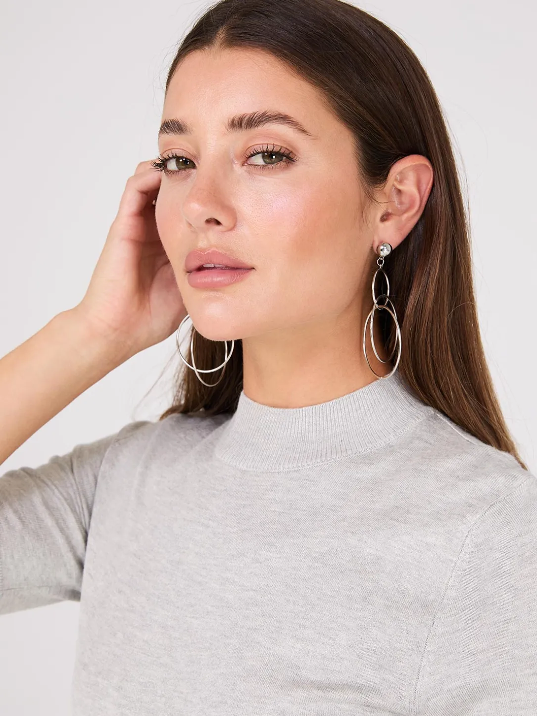Mock Neck Elbow Sleeve Top