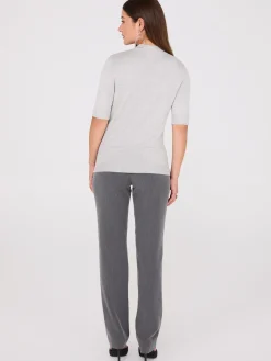 Mock Neck Elbow Sleeve Top