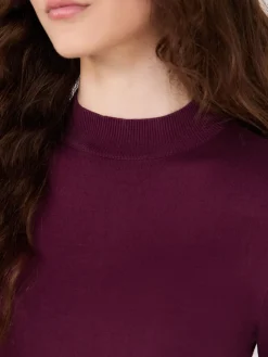 Mock Neck Elbow Sleeve Top