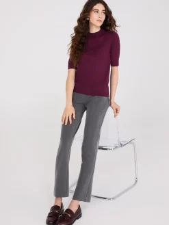 Mock Neck Elbow Sleeve Top