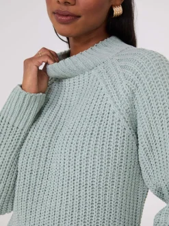 Mock Neck Shaker Stitch Chenille Sweater