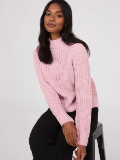 Mock Neck Shaker Stitch Chenille Sweater