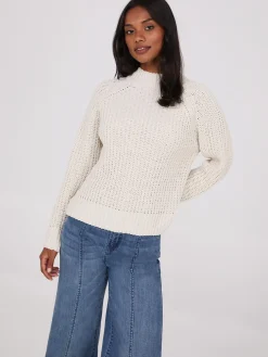 Mock Neck Shaker Stitch Chenille Sweater