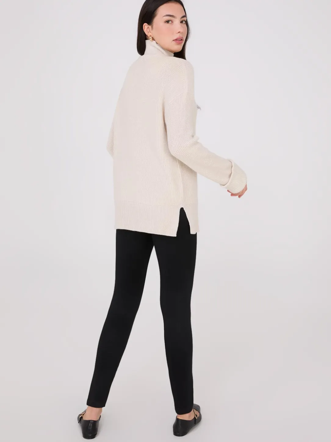 Mock Neck Shaker Stitch Sweater