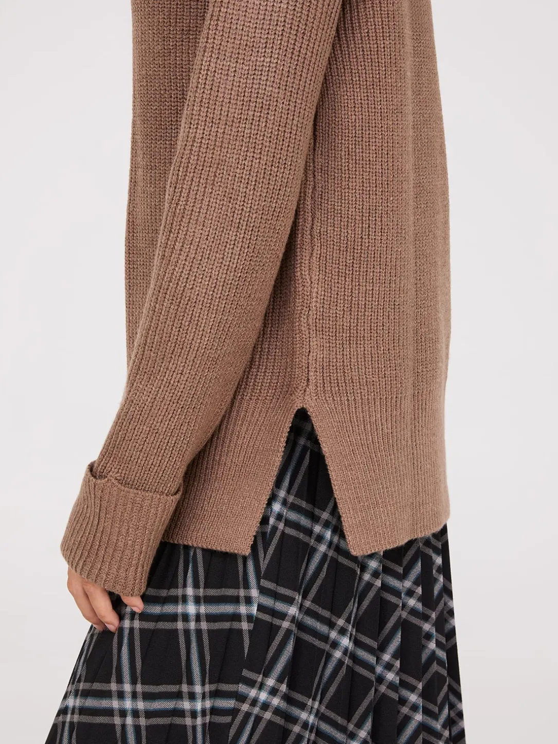 Mock Neck Shaker Stitch Sweater