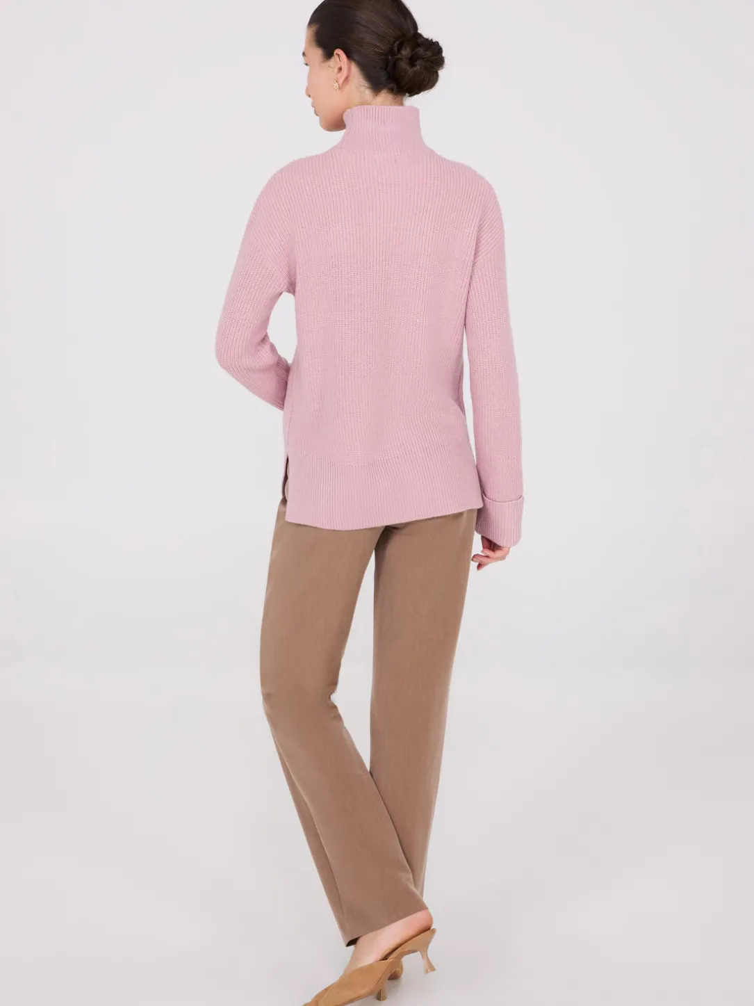 Mock Neck Shaker Stitch Sweater