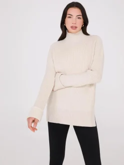 Mock Neck Shaker Stitch Sweater