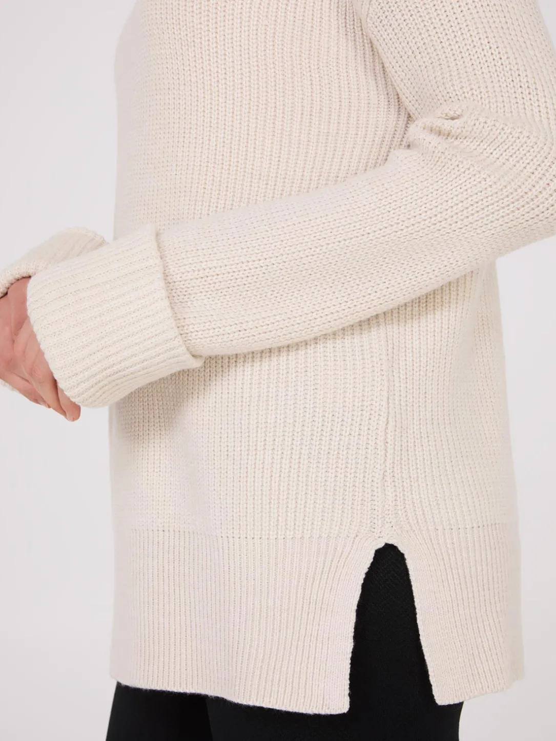 Mock Neck Shaker Stitch Sweater
