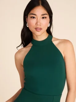 Mock Neck Sleeveless Gown With Front Slit