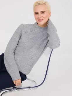 Mock Neck Sweater With Button Details