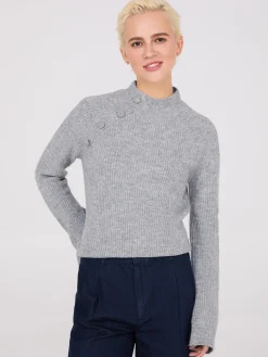 Mock Neck Sweater With Button Details