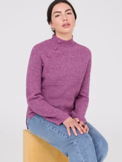 Mock Neck Sweater With Button Details