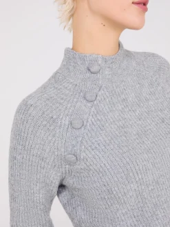 Mock Neck Sweater With Button Details