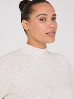 Mock Neck Sweater With Button Details