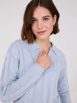 Multi-Cable Johnny Collar Sweater