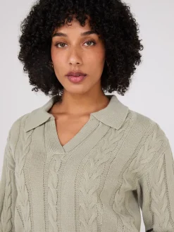 Multi-Cable Johnny Collar Sweater