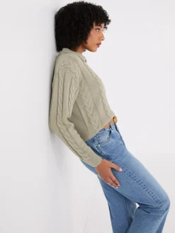 Multi-Cable Johnny Collar Sweater
