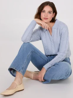 Multi-Cable Johnny Collar Sweater