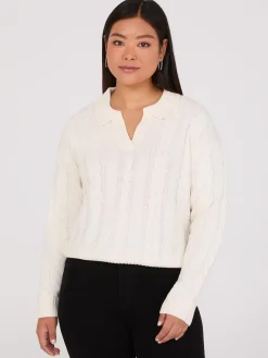 Multi-Cable Johnny Collar Sweater