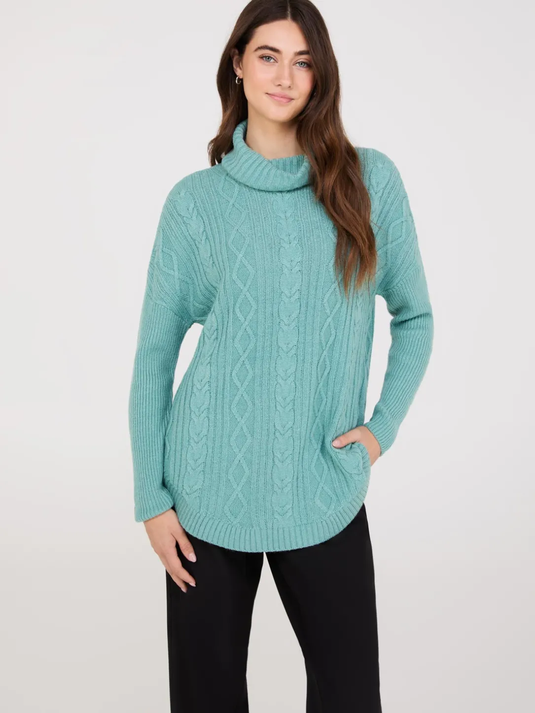 Multi-Cable Turtleneck Sweater