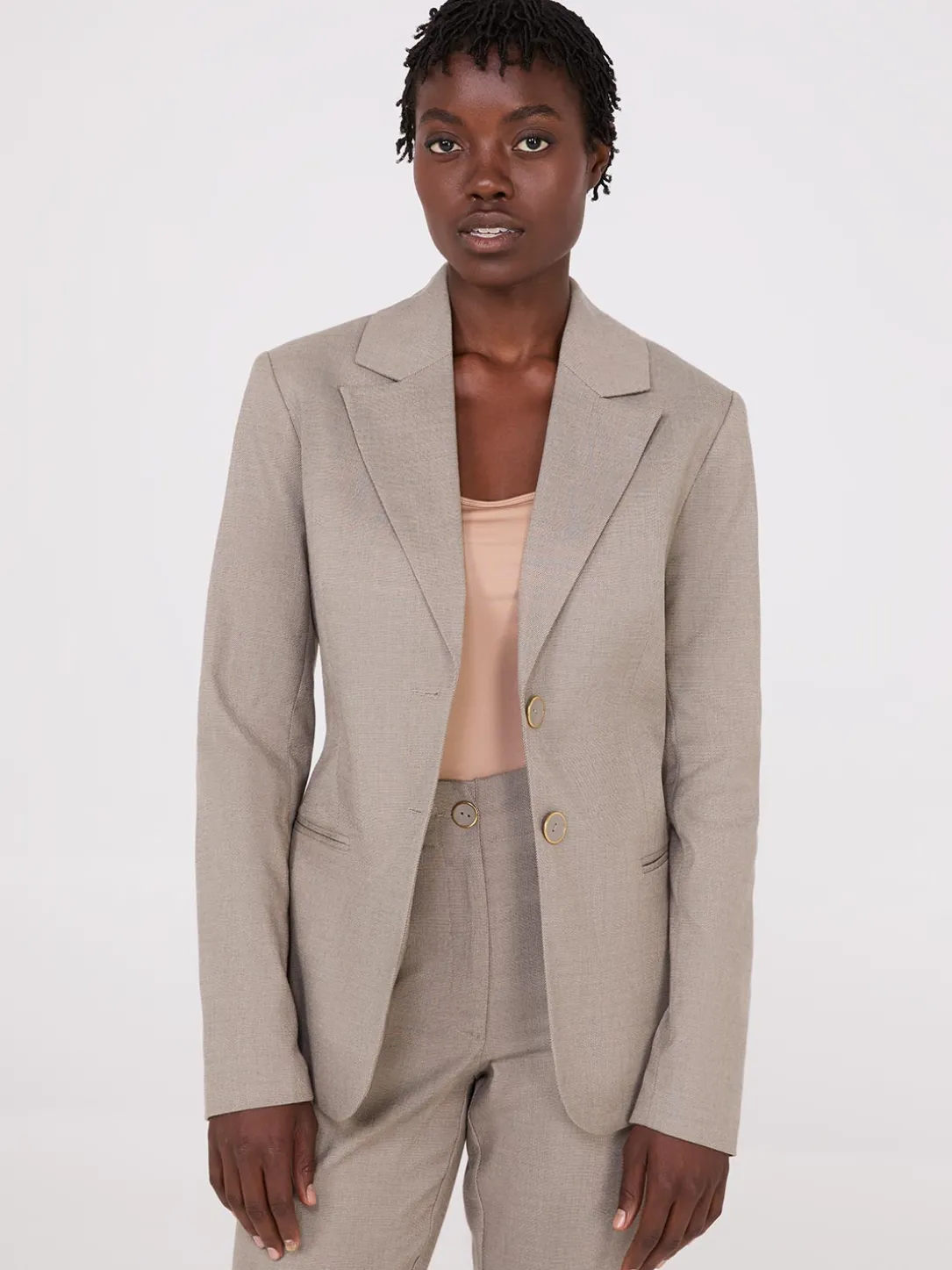 Notch Collar 2-Button Blazer