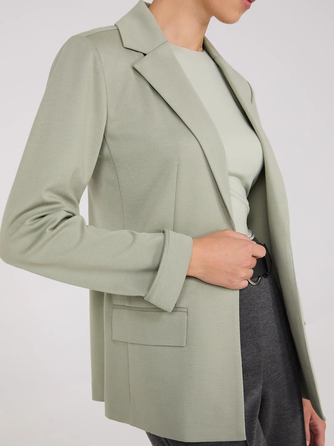 Notch Collar Open-Front Blazer
