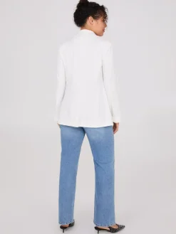 Notch Collar Open-Front Blazer