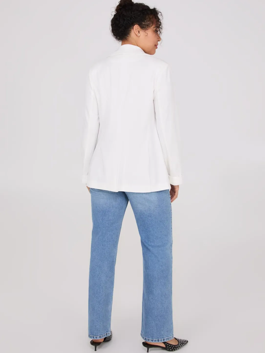 Notch Collar Open-Front Blazer