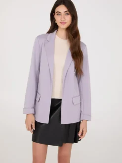 Notch Collar Open-Front Blazer