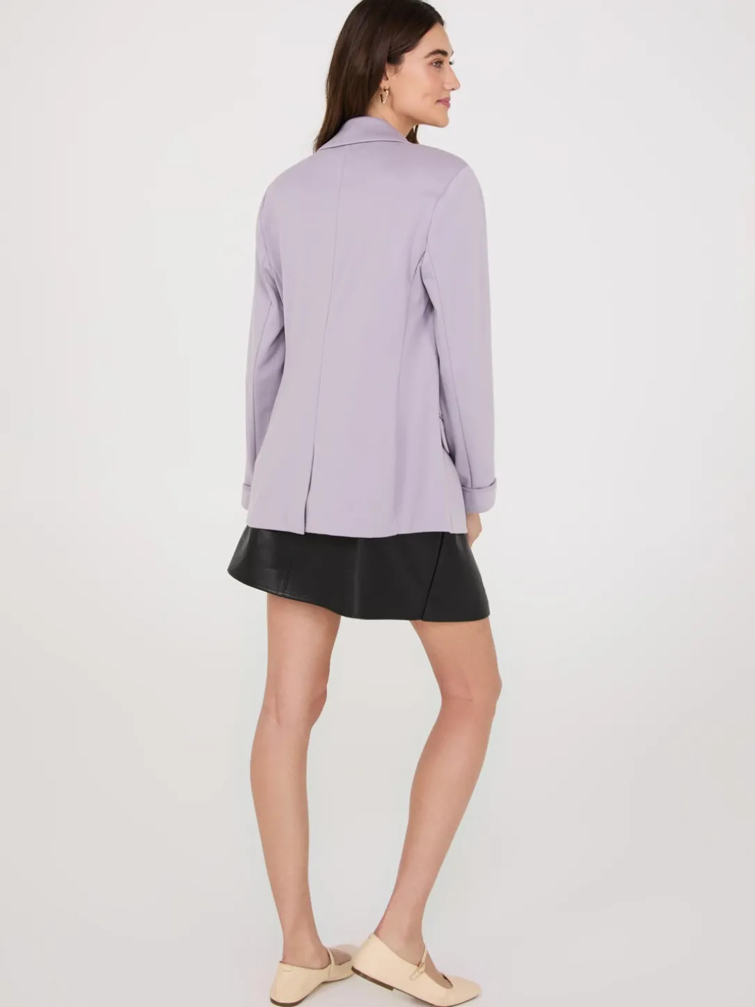 Notch Collar Open-Front Blazer