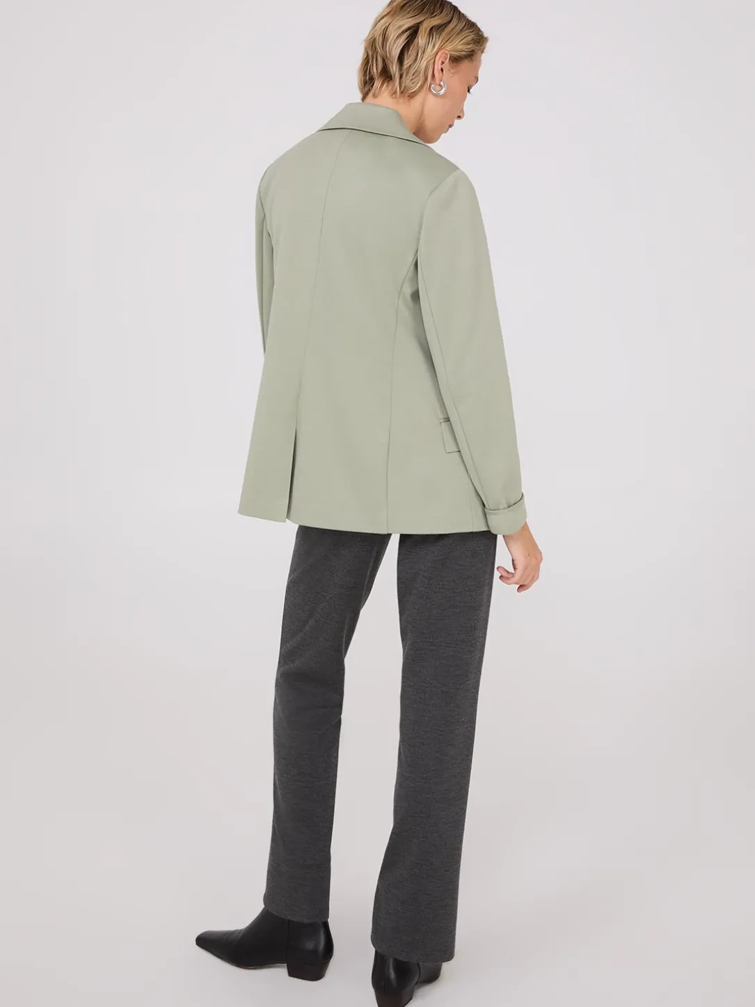 Notch Collar Open-Front Blazer