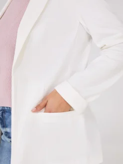 Notch Collar Open-Front Blazer