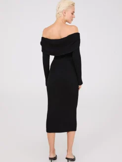 Off-The-Shoulder Ribbed Column Dress