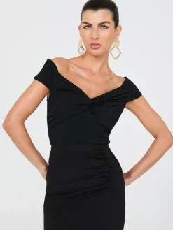 Off-The-Shoulder Twist-Front Top