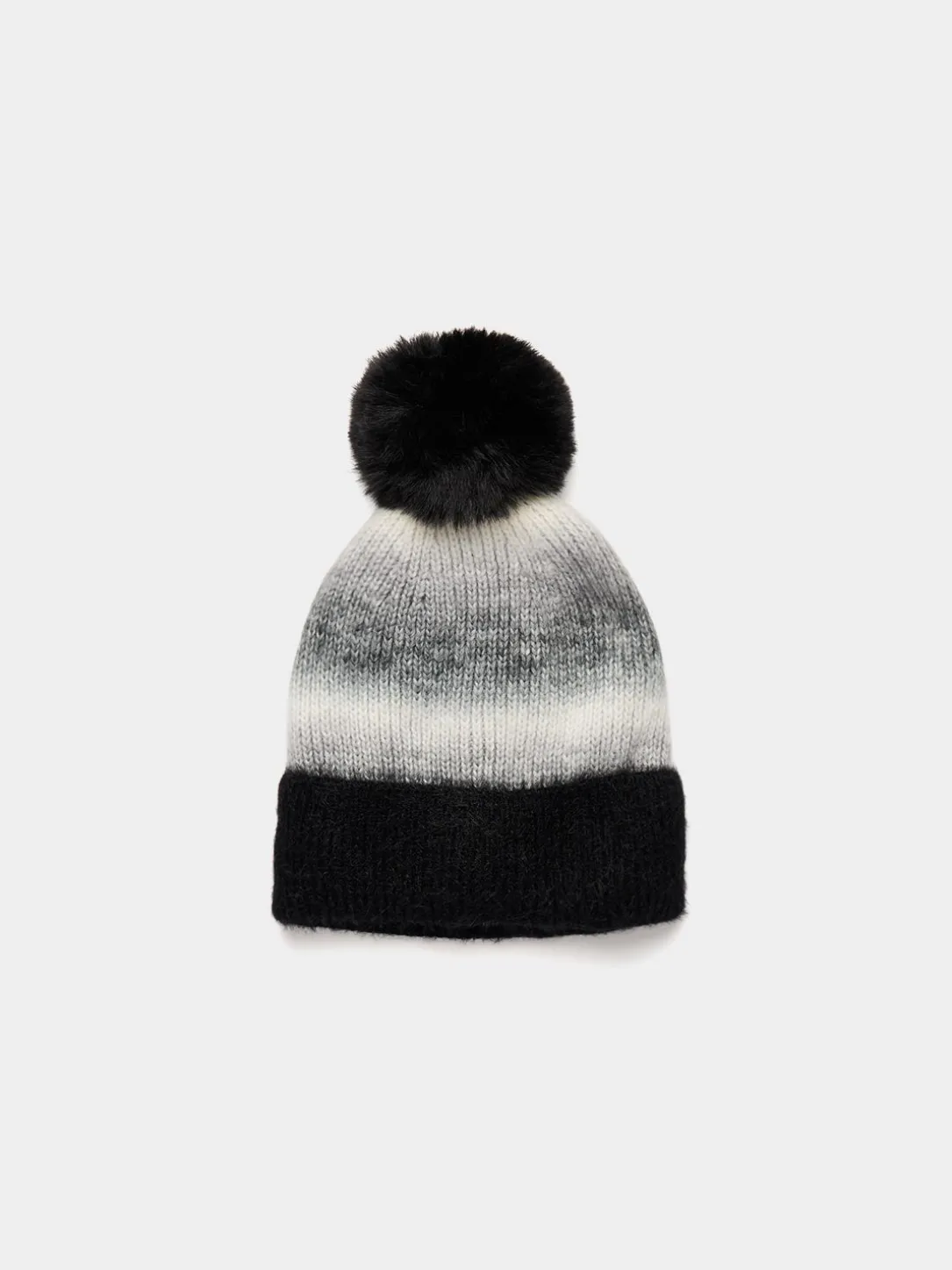 Ombre Knit Hat With Pom Pom
