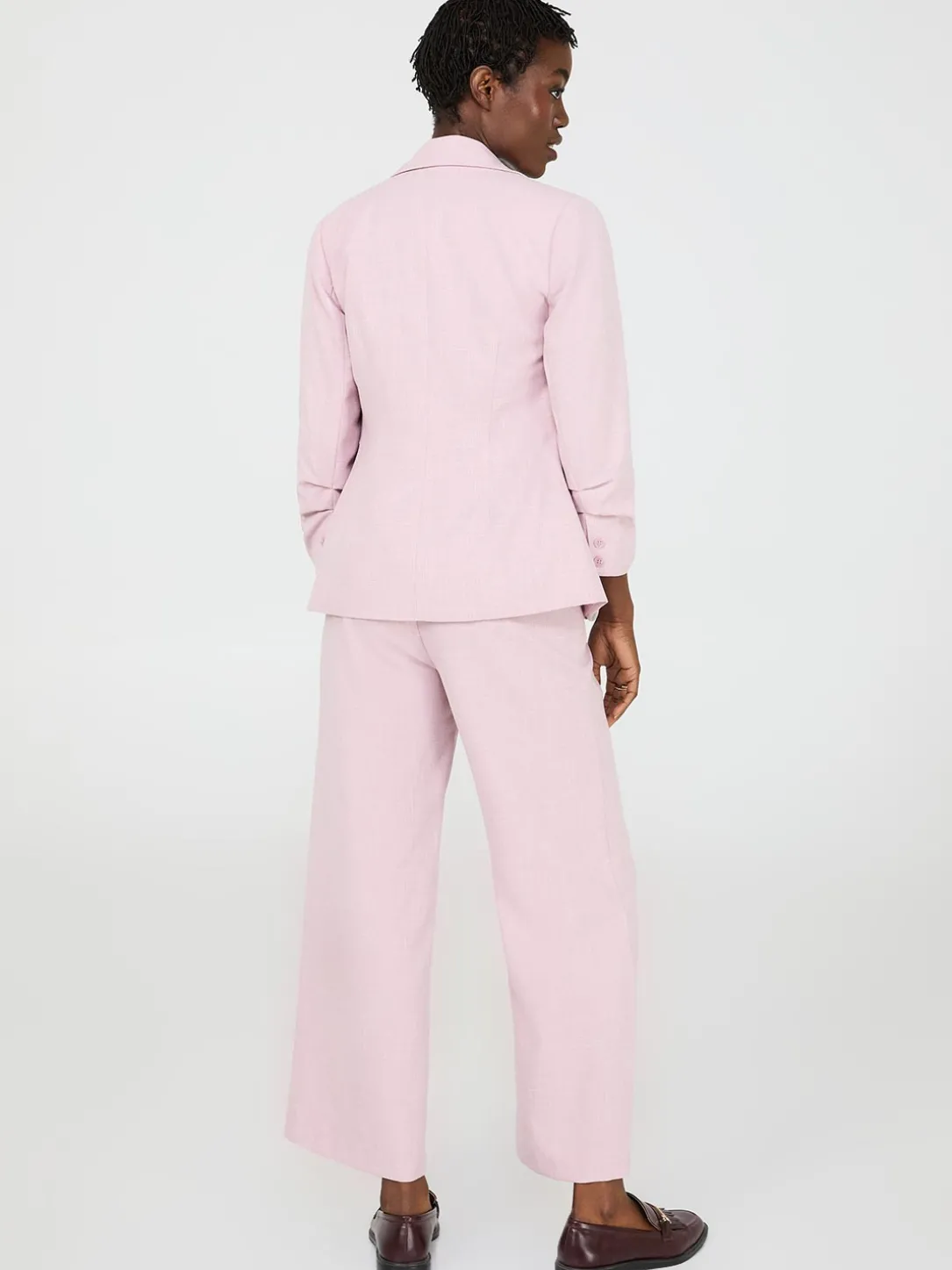 One-Button Ruched 3/4 Sleeve Blazer