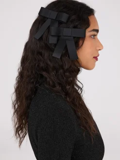 2-Pack Black Bow Hair Clips