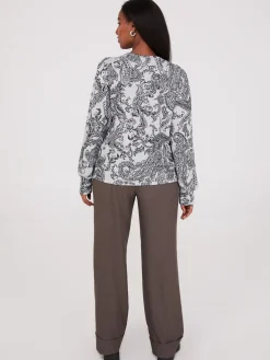 Paisley Print Balloon Sleeve Top