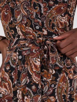 Paisley Print Chiffon Maxi Shirt Dress