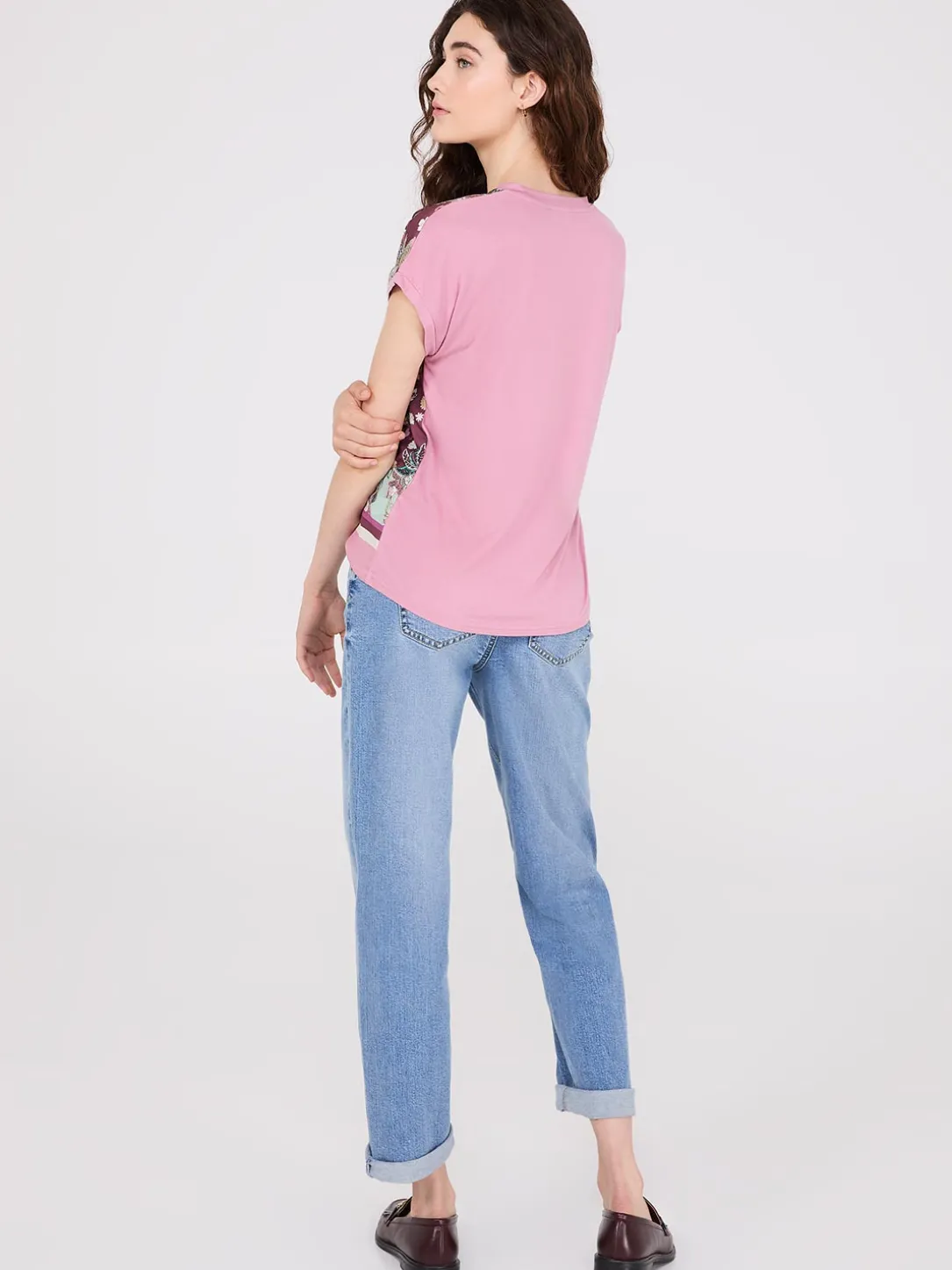 Paisley Print Short Dolman Sleeve Top