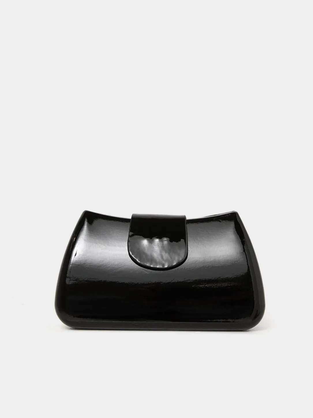 Patent Leather Bag With Flapover Closure