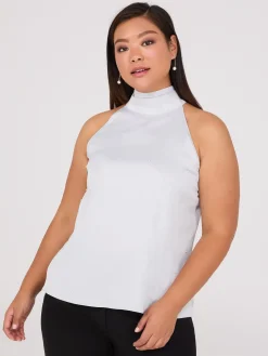 Pearl Halter Mock Neck Top