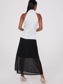 Pearl Halter Mock Neck Top