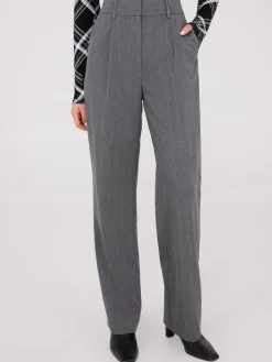 Pinstripe Wide-Leg Pants