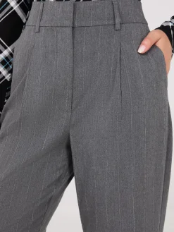 Pinstripe Wide-Leg Pants