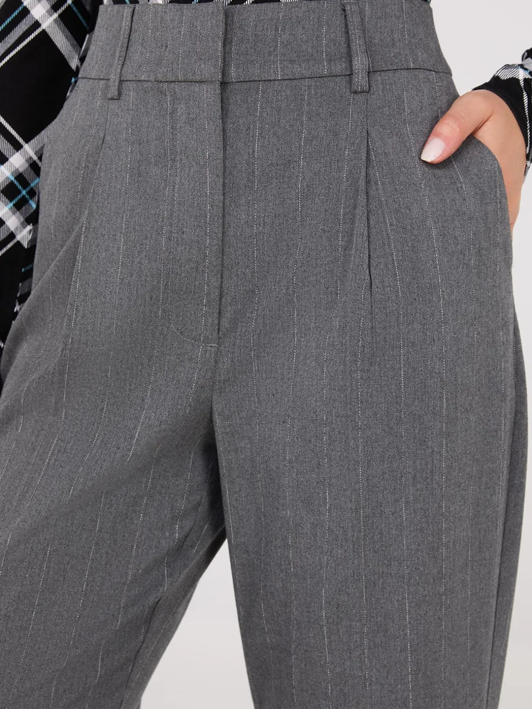 Pinstripe Wide-Leg Pants