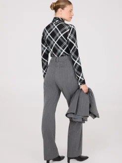 Pinstripe Wide-Leg Pants