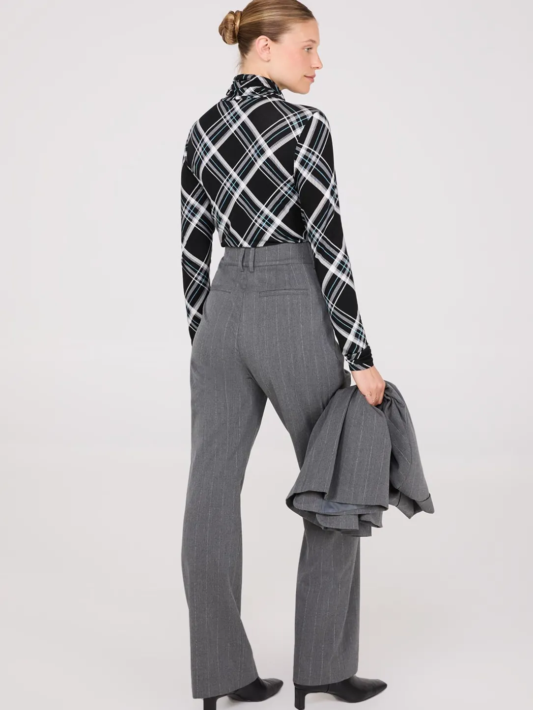 Pinstripe Wide-Leg Pants